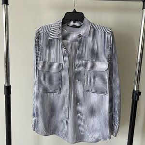 Zara white and blue striped blouse. Size small.